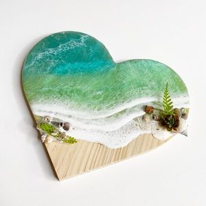 Resin Beach Heart Ocean Decor Shells Succulents